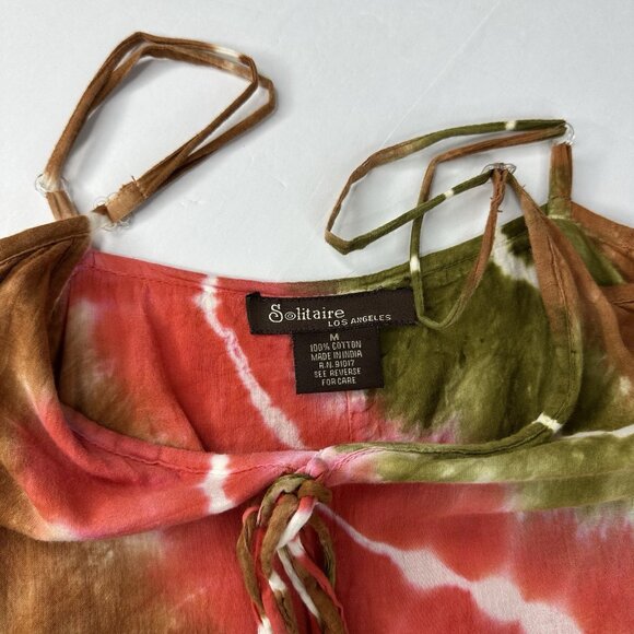 Solitaire LA Women's Multi-Colored Tie Dye Bohemian Maxi Sun Dress Size M/C33 - Picture 5 of 9
